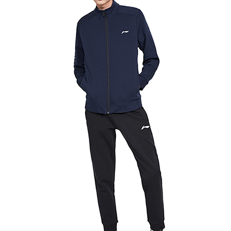 Li-Ning Solid Color Zipper Stand Collar Jacket 'Navy' AWDQ035-4