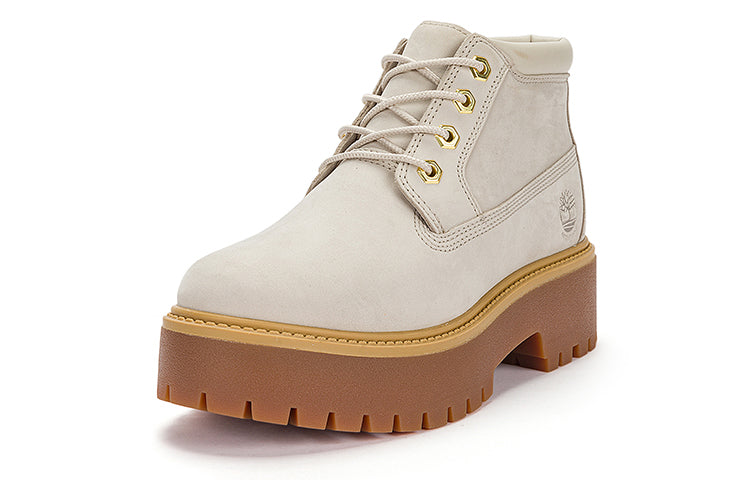 (WMNS) Timberland Stone Street Mid Lace Up Waterproof Boots 'White Nubuck' A64FRW