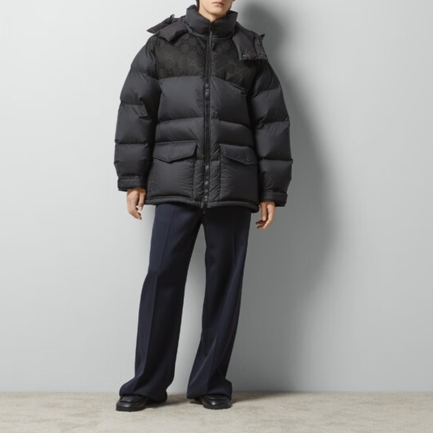 Gucci Nylon Down Jacket With GG Inserts 'Black' 762558-Z8BNG-1000