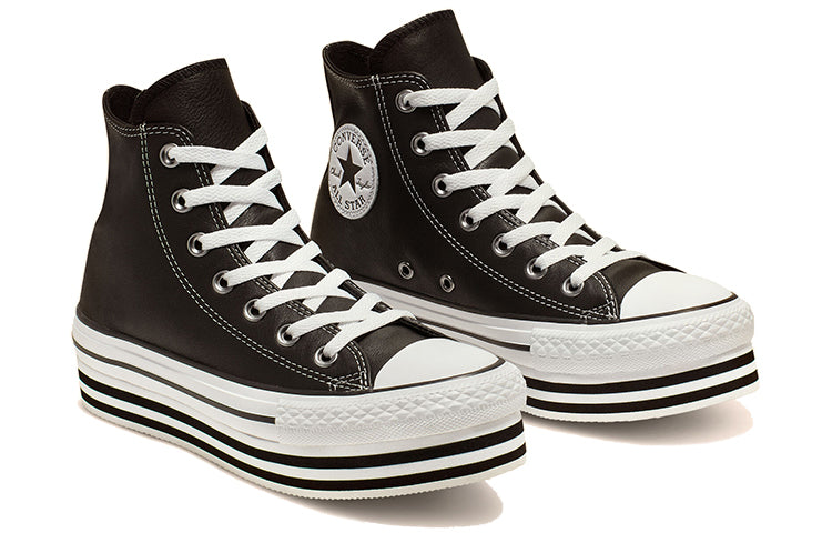 (WMNS) Converse Chuck Taylor All Star Platform High Top Leather Sponge Cake Sole Black White 565826C