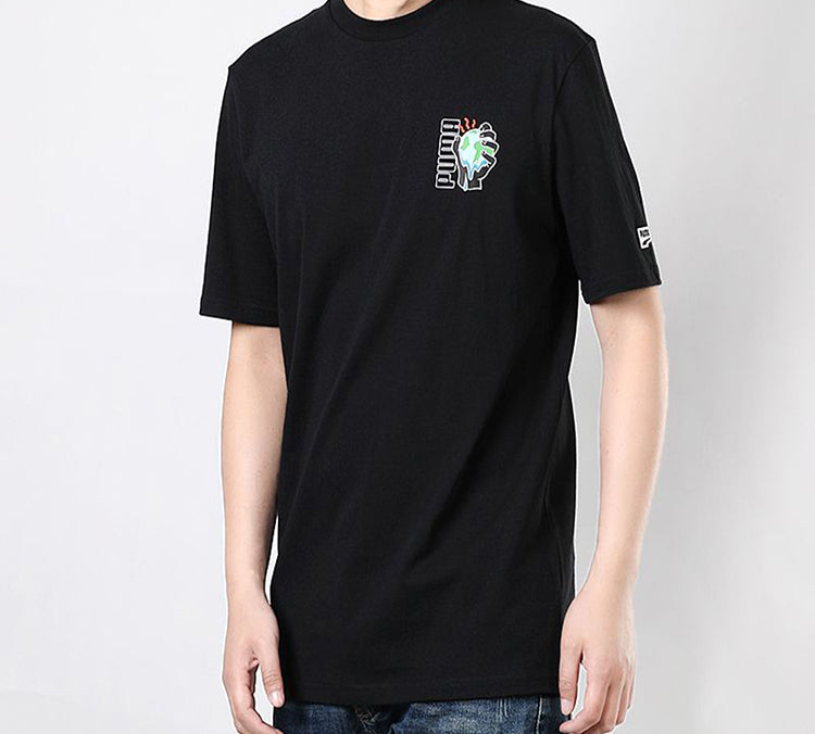 PUMA Environmental Friendly Printing Round Neck Short Sleeve Black 599181-01