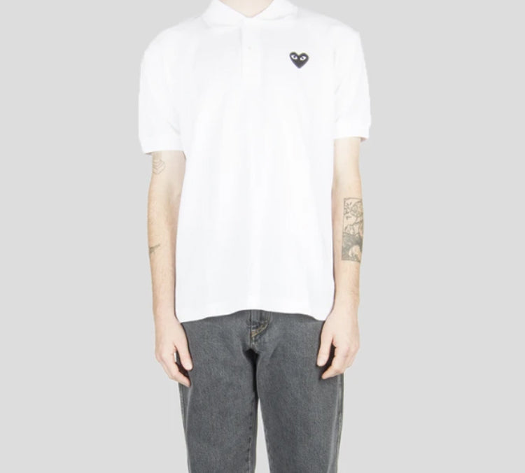 COMME des GARCONS PLAY Polo Black Emblem 'White' AZ-T066-051-2