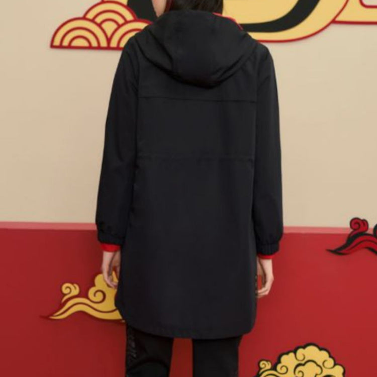 (WMNS) Skechers CNY Series Casual Long Jacket 'Black Red' L122W071-114723
