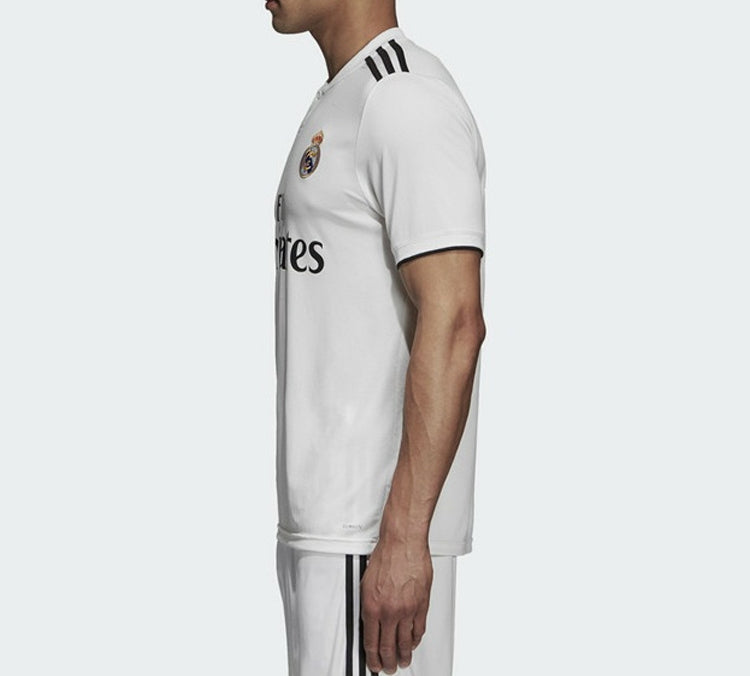 adidas real Madrid 18-19 Season Fan Edition Home Alphabet Logo Stripe Sports Soccer/Football Short Sleeve Jersey White DH3372