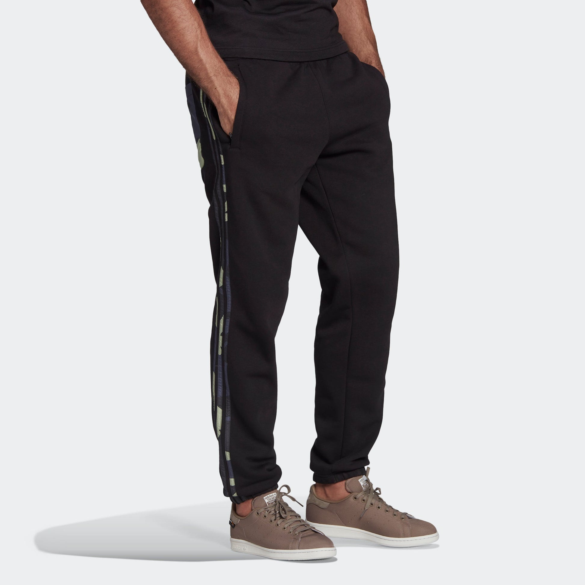 Men's adidas originals Camo Pants Side Elastic Waistband Sports Pants/Trousers/Joggers Black HF4878
