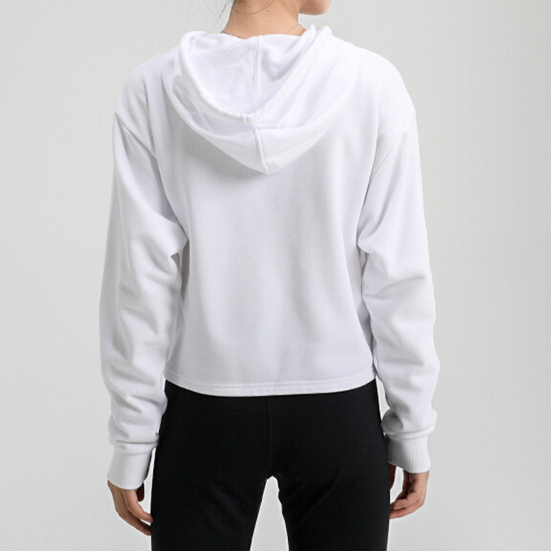 (WMNS) PUMA Essentials+ Cropped Metallic Logo Fleece Hoodie 'White Silver' 586922-52