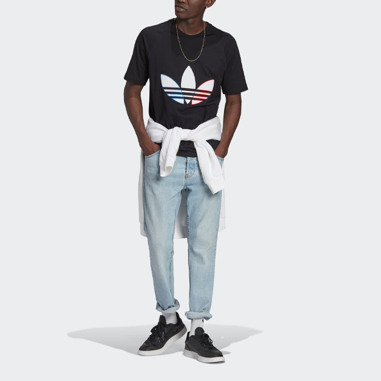 adidas originals Logo Embroidered Sports Round Neck Short Sleeve Black GQ8919