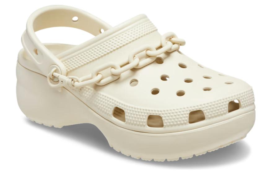 (WMNS) Crocs Classic Platform Chain Clogs 'Bone' 209022-2Y2