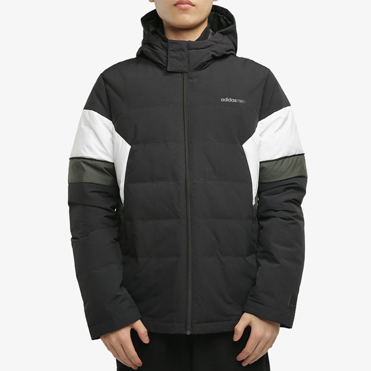 adidas neo Colorblock Sports Stay Warm hooded Windproof Down Jacket Black GJ8861