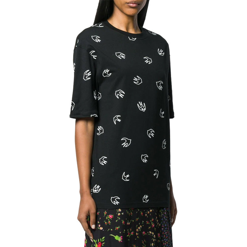 McQ Alexander McQueen Printing Round Neck Short Sleeve Black 494256-RNJ54-1000