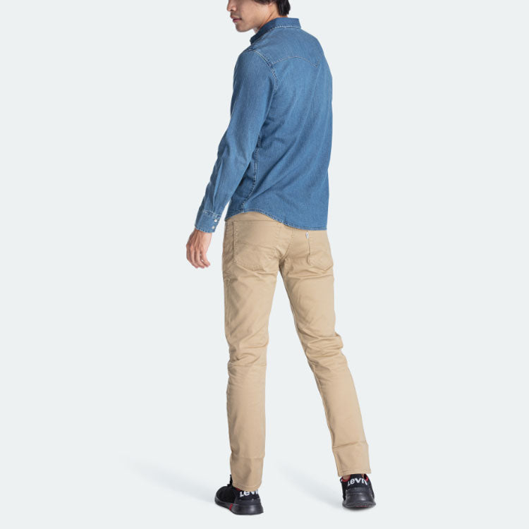Men's Levis Pure Cotton Multiple Pockets Denim Long Sleeves Blue Shirt 85745-0001