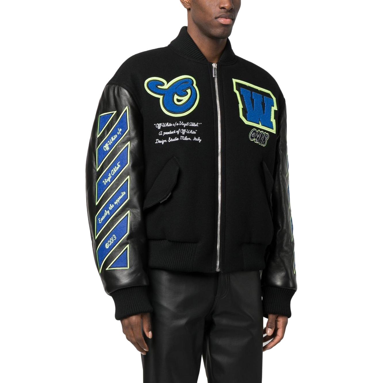 Off-White logo-patch Varsity Jacket  OMJA104S23LEA0011069