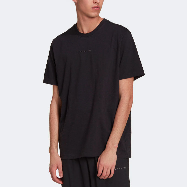 Men's adidas originals Solid Color Round Neck Short Sleeve Black T-Shirt HS8888