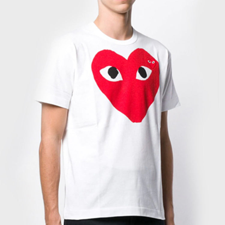 COMME des GARCONS PLAY Love Printing Casual Short Sleeve White AZT026