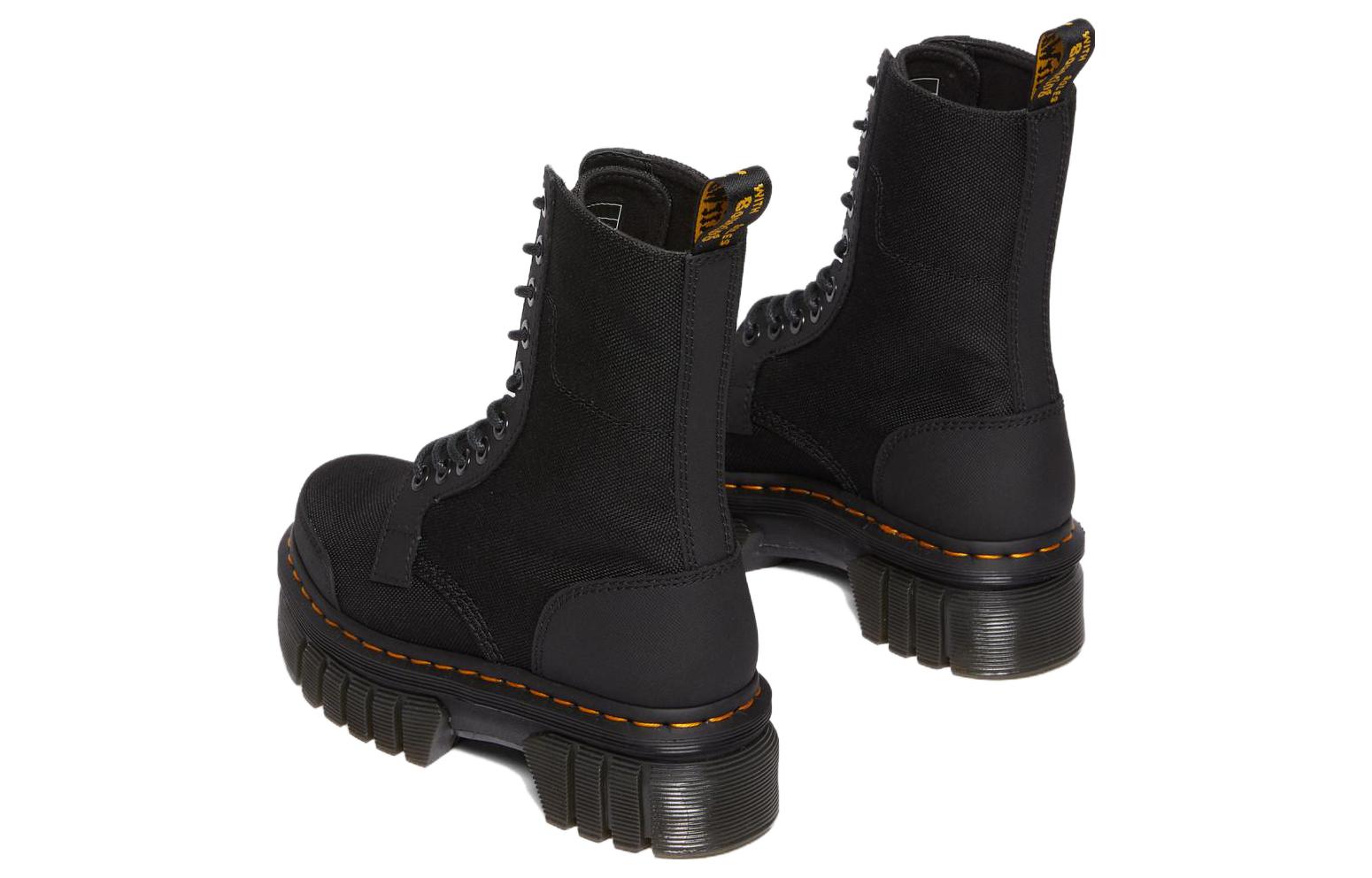 (WMNS) Dr. Martens Audrick 10-eye Synthetic Leather Platform Boots 'Black' 30680001