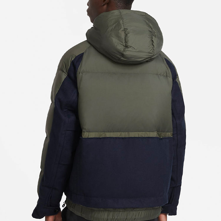 Nike x sacai Sports Loose Splicing hooded down Jacket 'Olive Green' CT3269-355