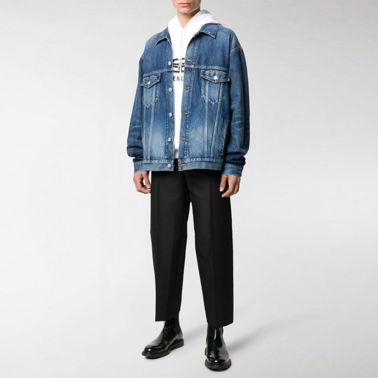 Balenciaga Neck Logo Denim Jacket 'Blue' 571324TCW032340