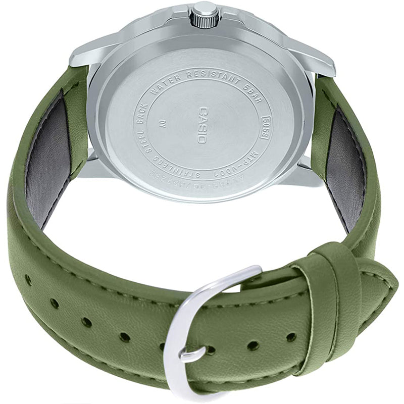 CASIO Leather Band Waterproof Business Style Men Mens Green Analog MTP-VD01L-3BV
