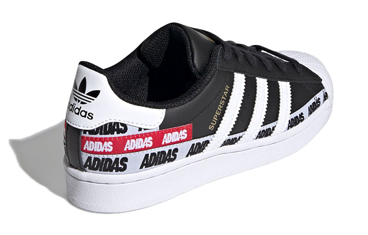 (GS) adidas Superstar J 'Wordmark Heel Stripe - Core Black' FX5872