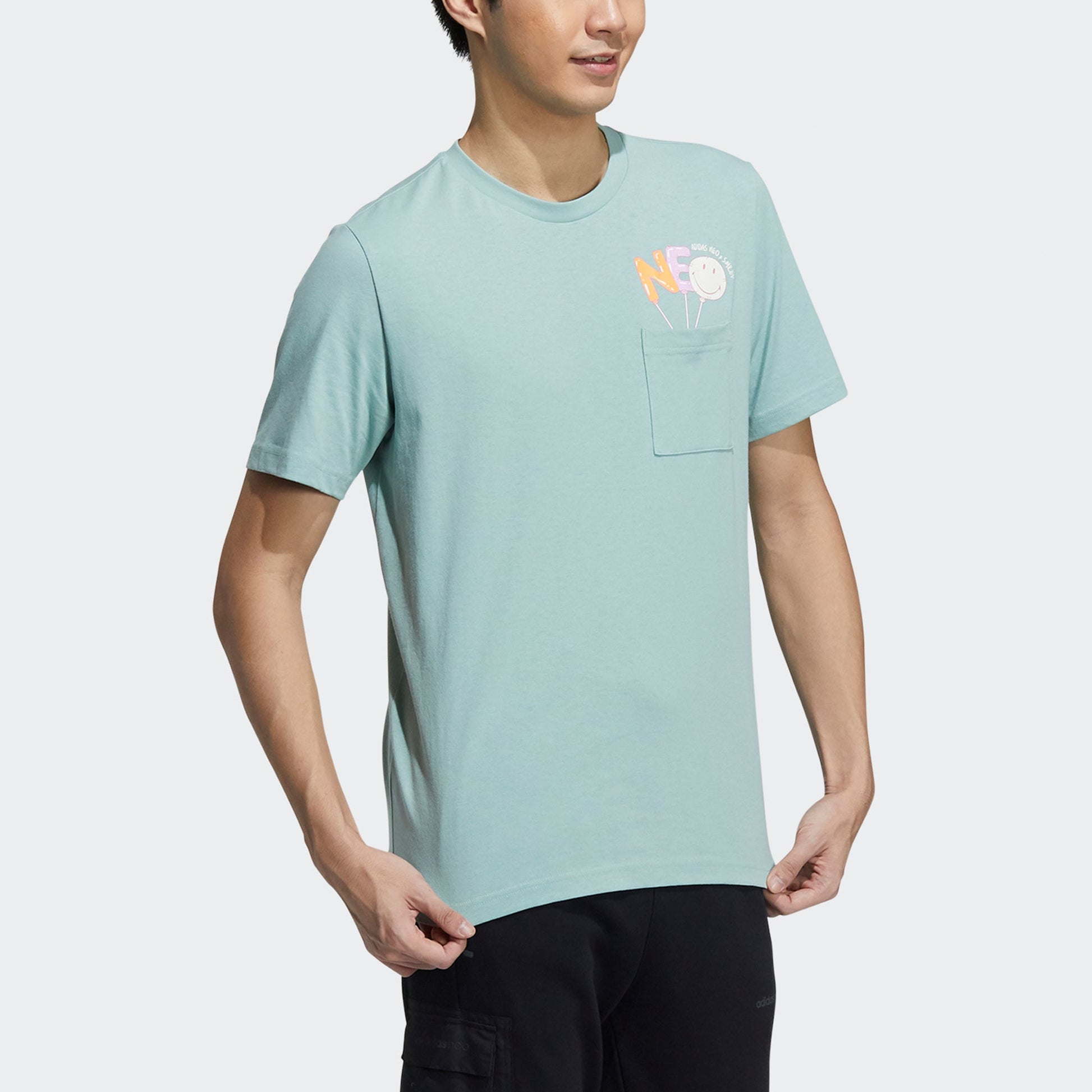 adidas neo M Smly Tee 2 Casual Breathable Sports Smiling Face Short Sleeve Green GP5783