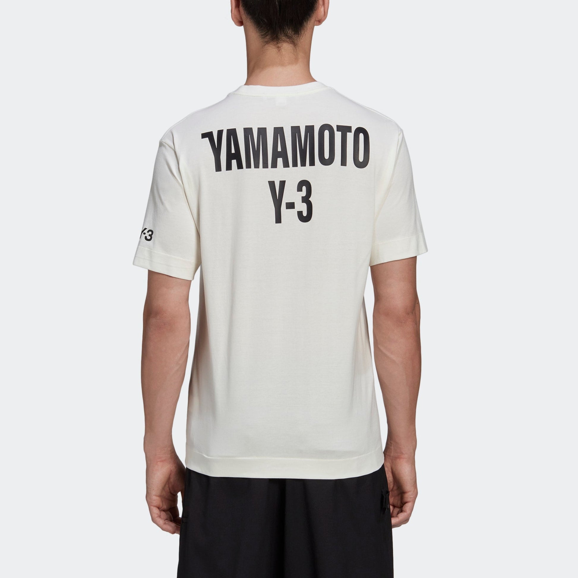 Men's Y-3 Back Large Logo Round Neck Short Sleeve White T-Shirt GK4360
