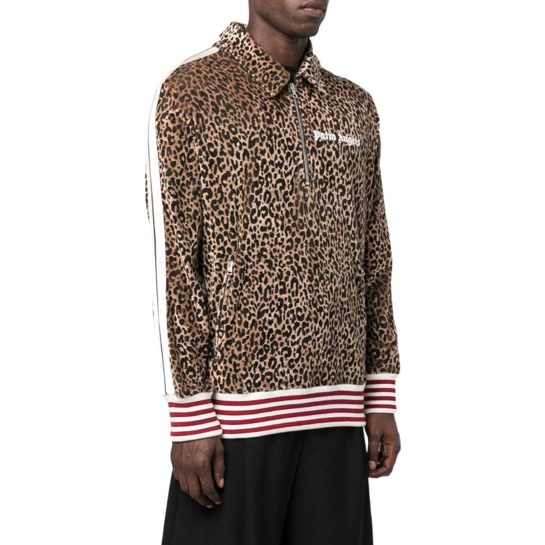 Palm Angels FW22 Leopard Print Quarterzip Track Jacket 'Gold Brown White' PMBD039F22FAB0027601