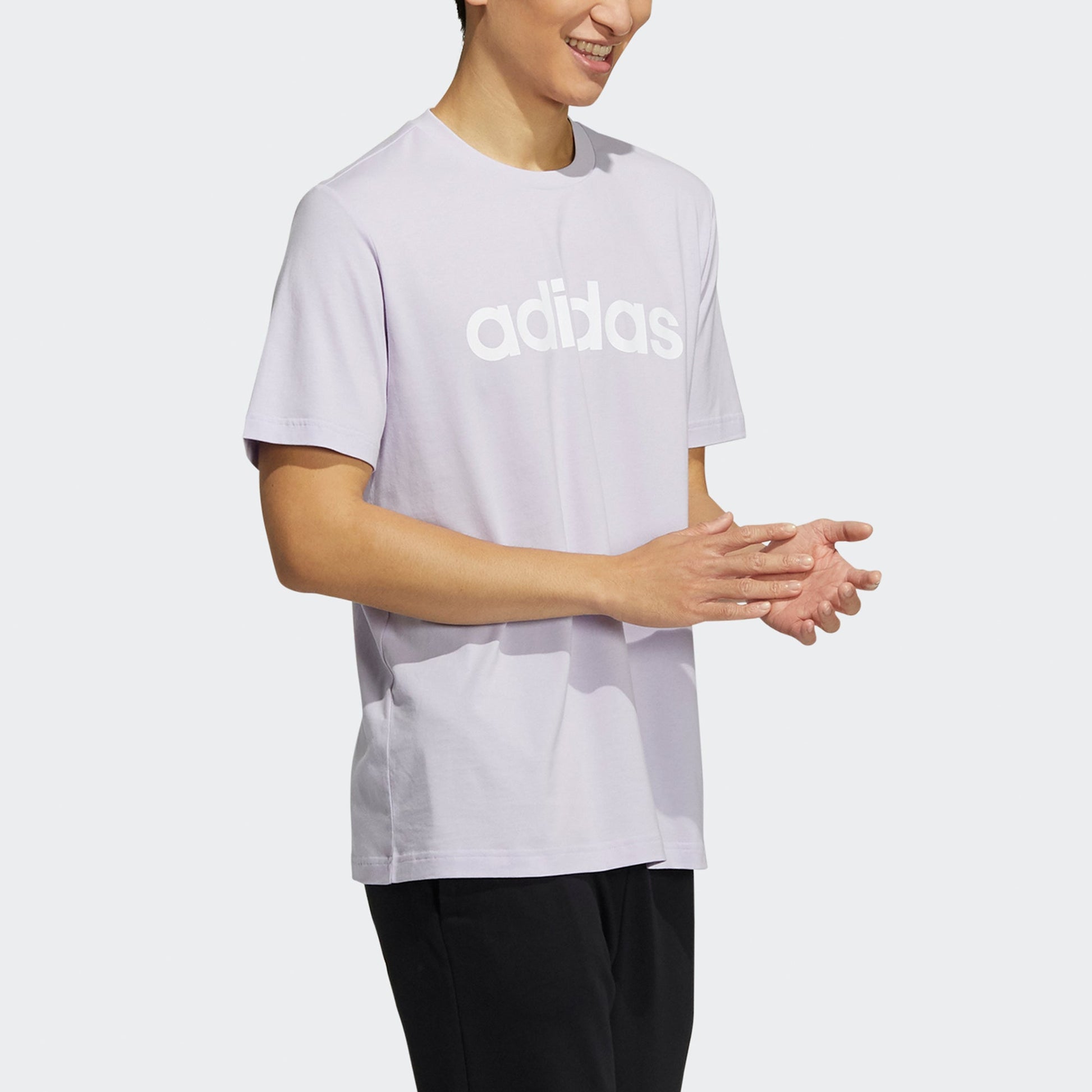 Men's adidas neo Ce Logo Tee Logo Printing Sports Round Neck Short Sleeve Light Purple T-Shirt HC9948