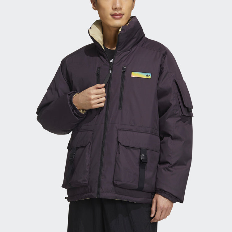 adidas originals Premium Jkt 1 Stay Warm Woven Reversible Cargo Stand Collar Sports Down Jacket Purple GT7291