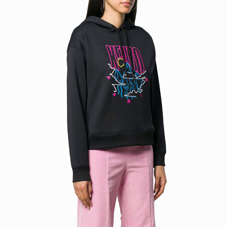 (WMNS) KENZO Abstract Embroidered Pattern Hoodie Black F962SW861958-99