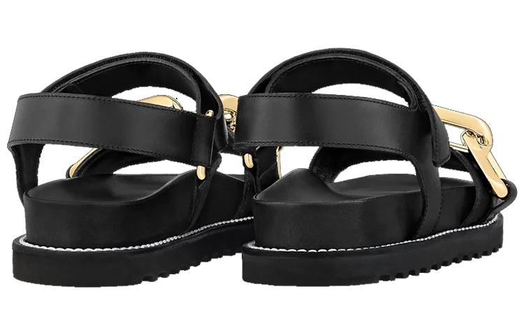 (WMNS) LOUIS VUITTON Paseo Flat Sandals 'Black GOld' 1A8VS2