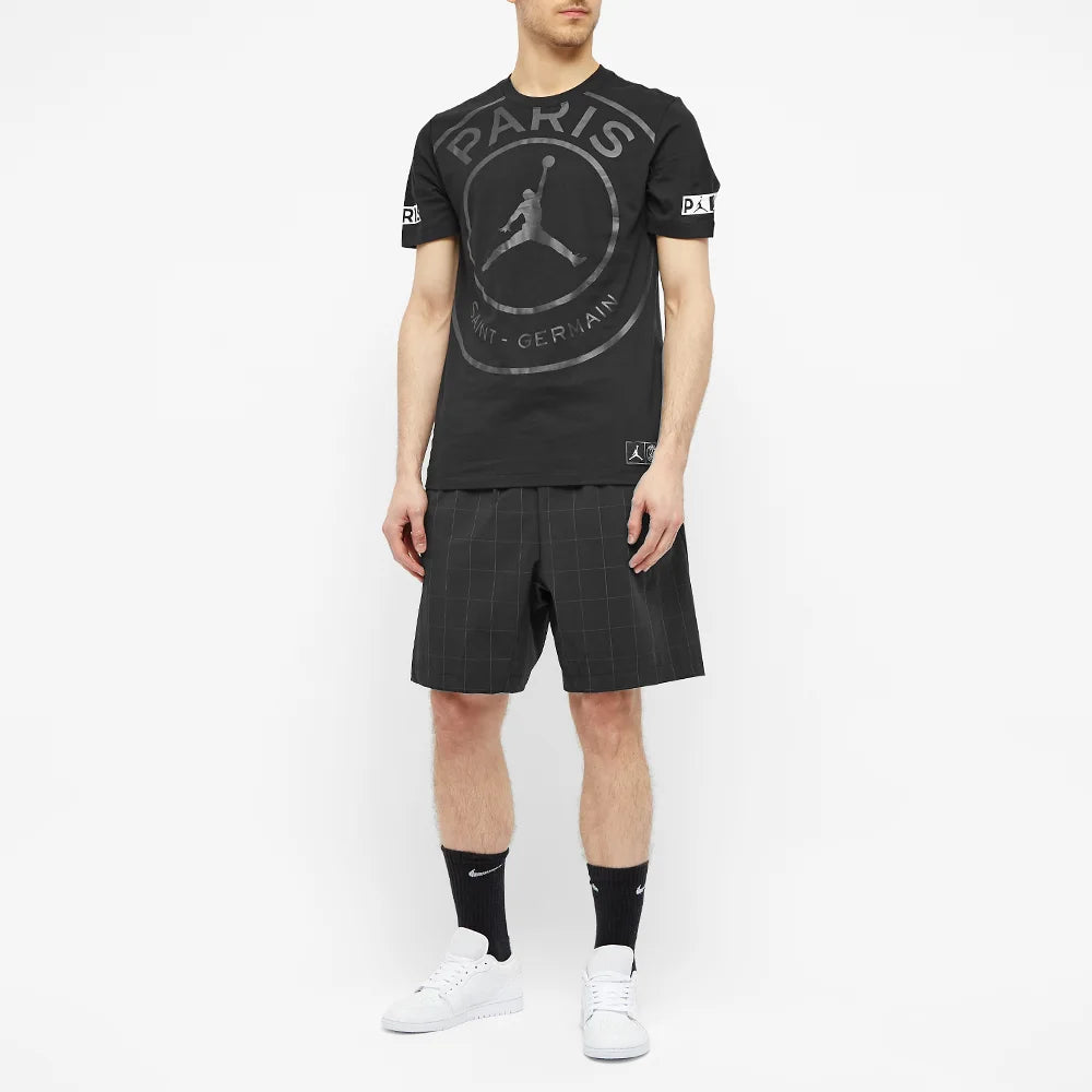 Air Jordan Paris Saint-Germain Logo Tee Printing Short Sleeve US Edition Black BQ8384-010