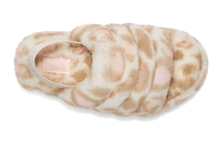 (PS) UGG Fluff Yeah Slide Panther Print Slipper 'White' 1123640K-WHT