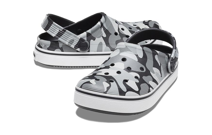 (GS) Crocs Off Court Printed Clogs 'Grey Black White' 209150-066