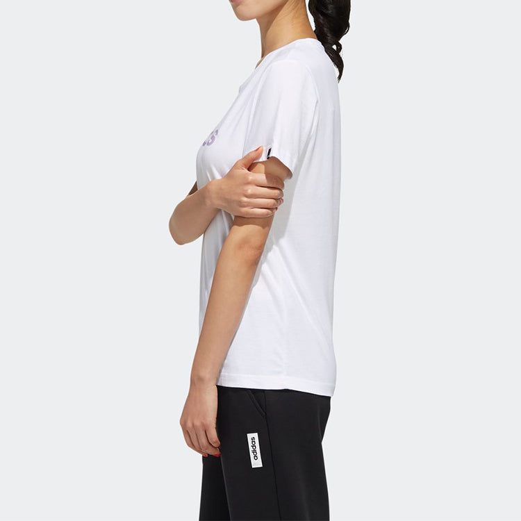 (WMNS) adidas Alphabet Logo Printing Training Sports Short Sleeve White FM6153
