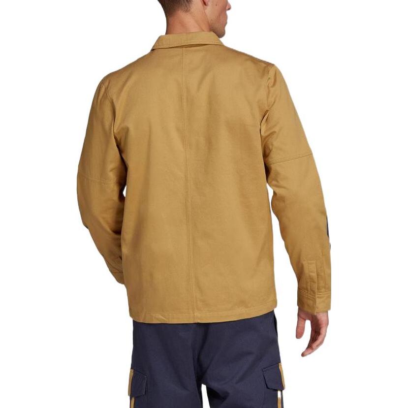 Men's adidas Micro Mark Stripe Logo Printing Lapel Long Sleeves Brown Jacket H56616