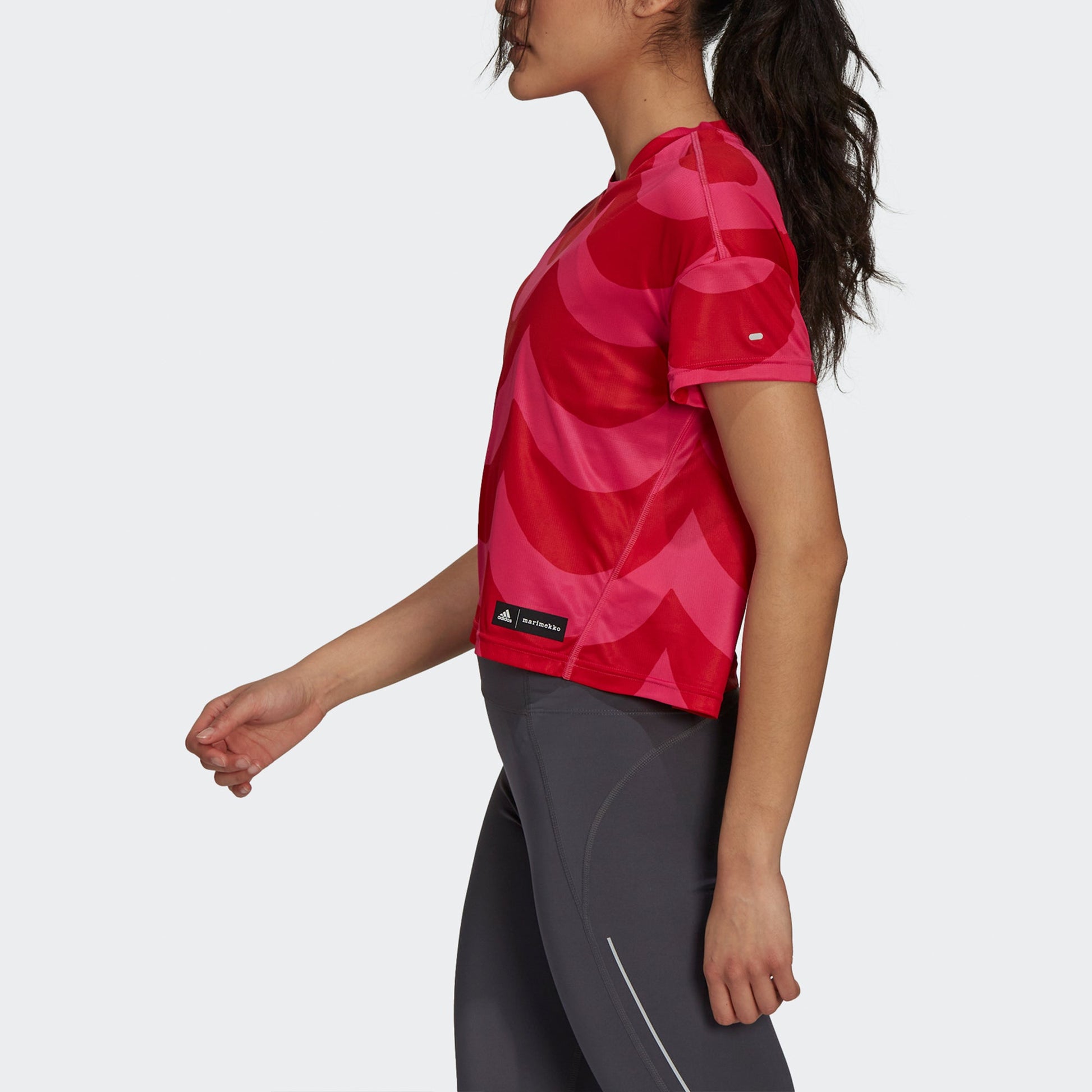 (WMNS) adidas Marimekko Tee Colorblock Running Sports Short Sleeve Pink Red GU2525
