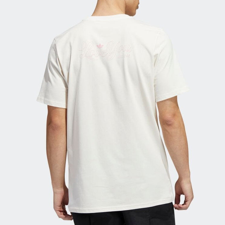 Men's adidas Logo Printing Round Neck Pullover Sports Short Sleeve Pink T-Shirt HM9362