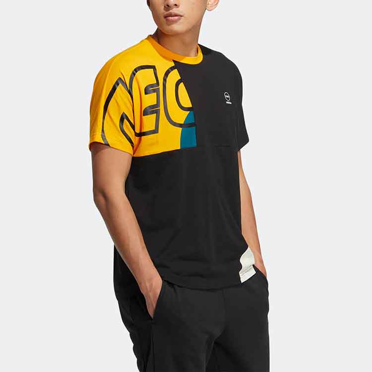 adidas neo M Brand Tee 2 Contrasting Colors Alphabet Printing Sports Short Sleeve Black HS8825