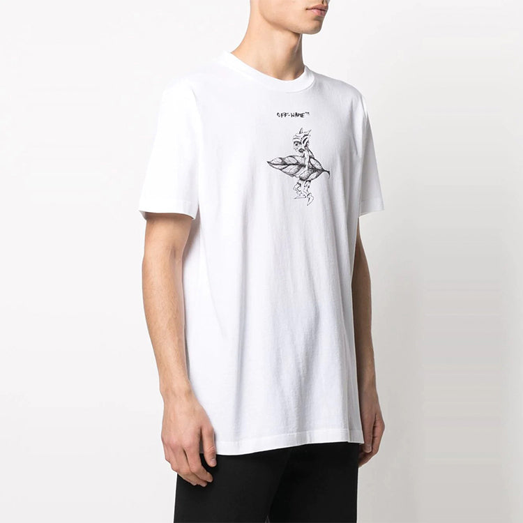 Off-White SS21 Logo Pattern Printing Short Sleeve White OMAA027R21JER0150110