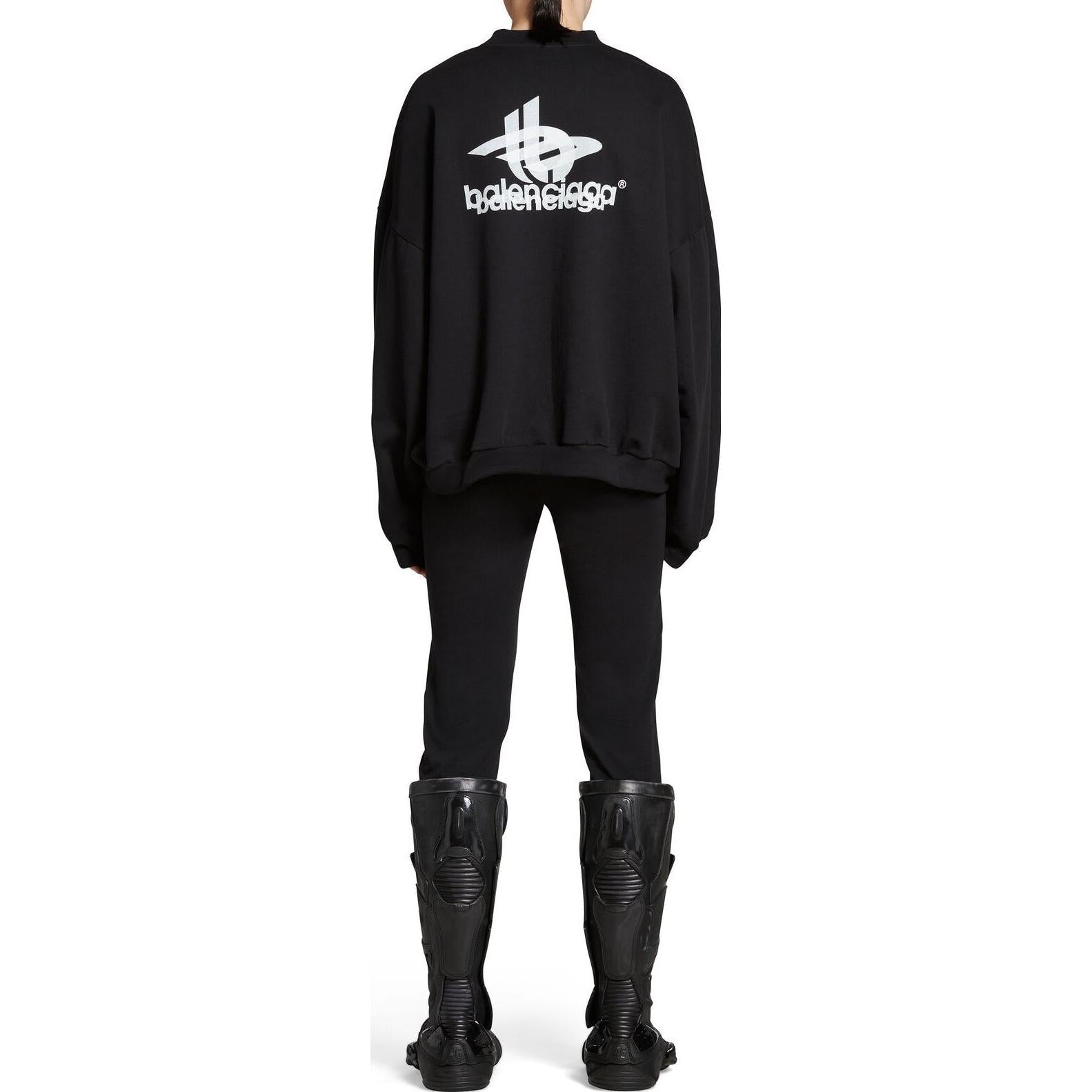 Balenciaga Layered Sports Round Sweatshirt 'Black White' 767860TPVF31070