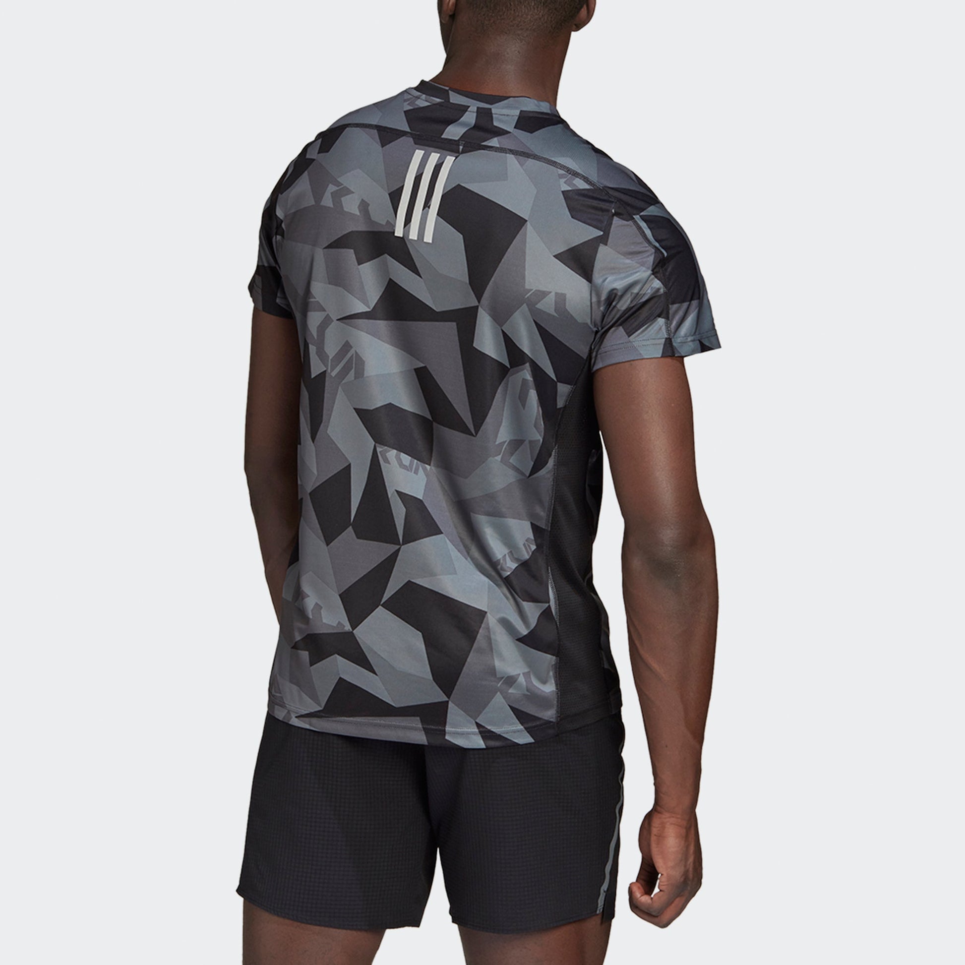 adidas Own The Run Tee Camouflage Printing Quick Dry Training Running Short Sleeve Version Gray GK8161