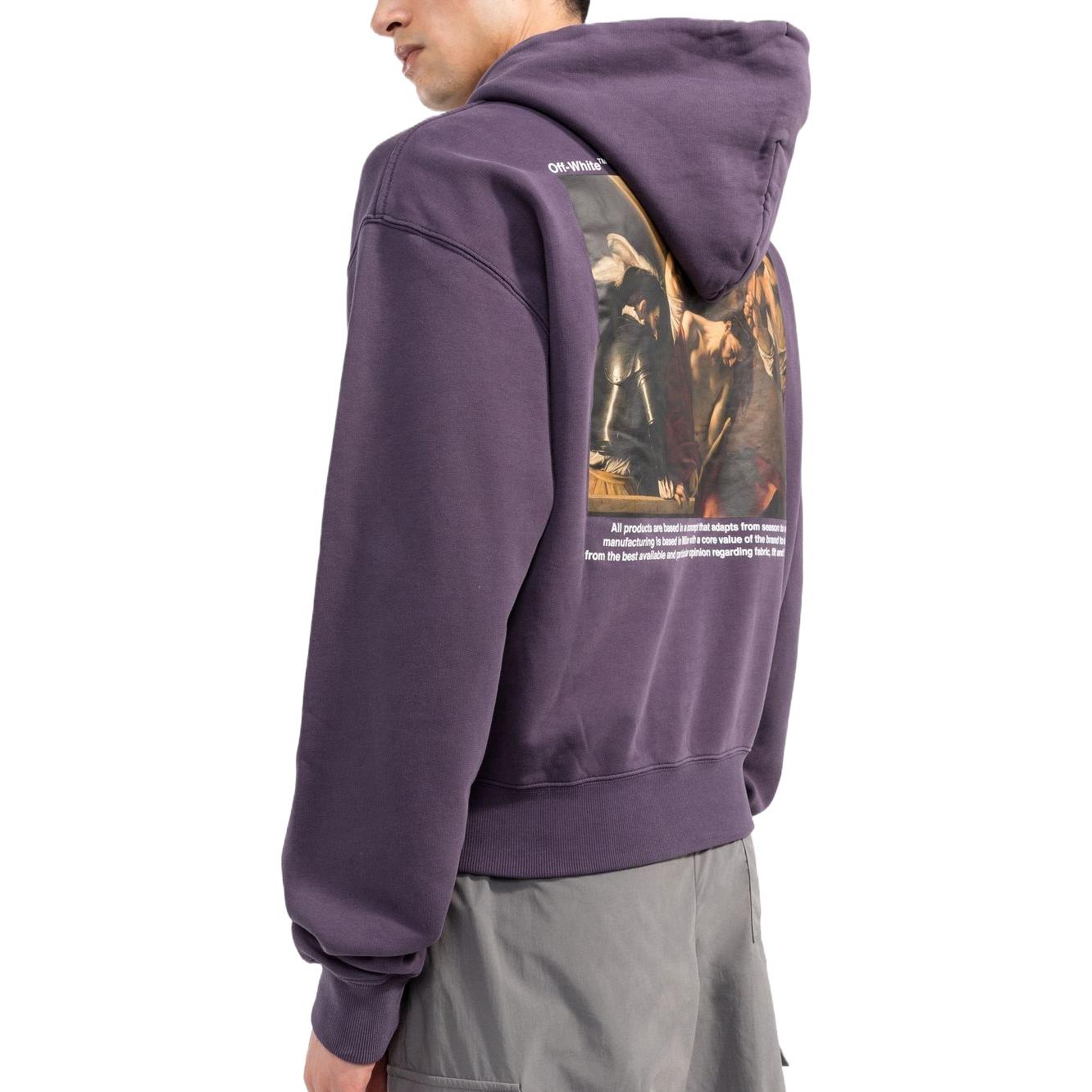 Men's Off-White FW22 Character Pattern Slogan Printing Purple OMBB037F22FLE0043501