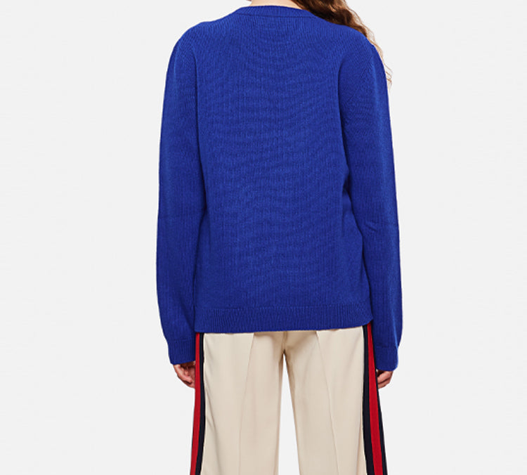 (WMNS) Gucci Deerlet Wool Sweater Female Blue 579950-XKAWE-4354