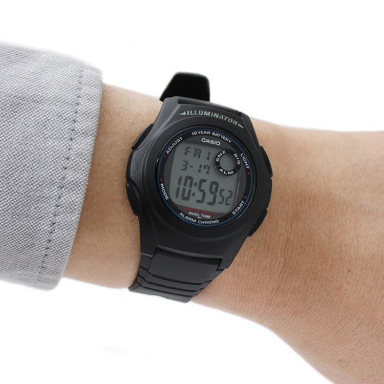 CASIO Sports Quartz Waterproof Unisex Mens Black Digital F-200W-1A