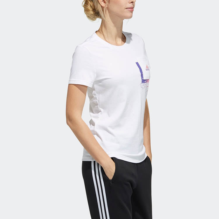 (WMNS) adidas Contrasting Colors Logo Pocket Sports Stylish Short Sleeve White T-Shirt GP0686