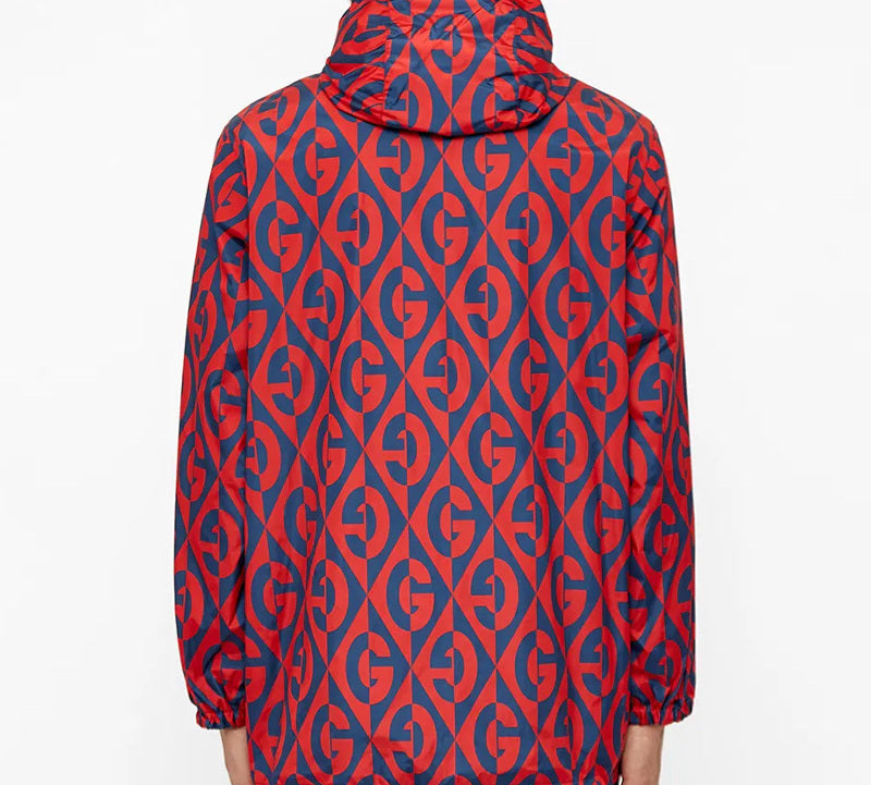 Gucci GG Diamond Logo Nylon Windproof Jacket For Men Red 601712-ZADBF-4530