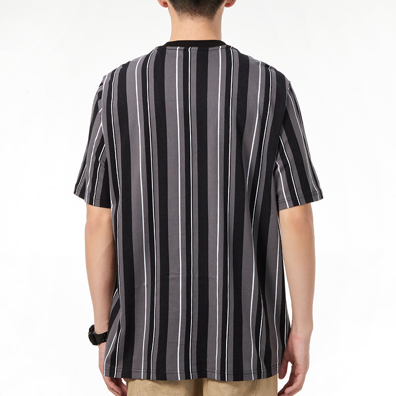 PUMA Stripe Round Neck Casual Sports Short Sleeve Black 533203-01