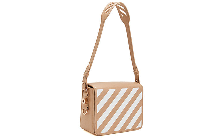 (WMNS) Off-White Leather Single-Shoulder Bag Medium Khaki OWNA011E194231070301