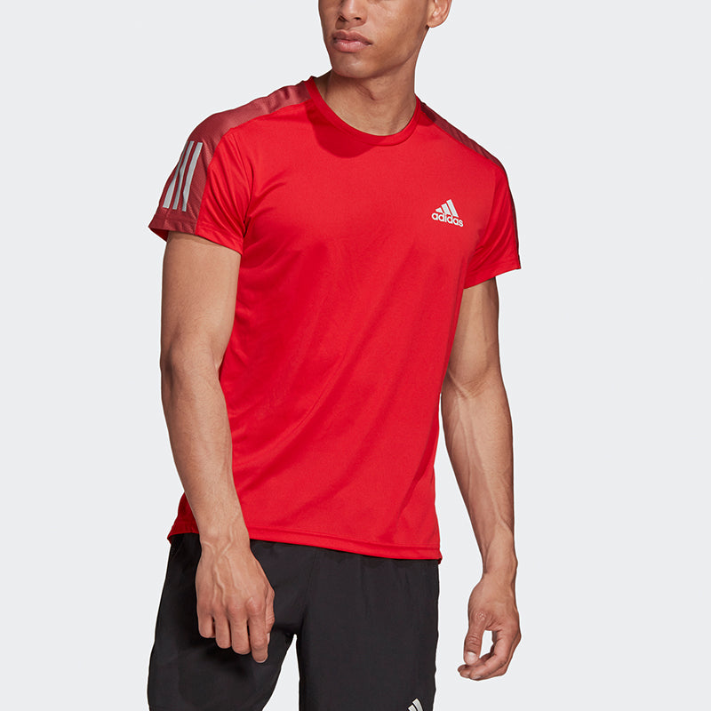 adidas Own The Run Tee Casual Training Running Sports Short Sleeve Red GC7872