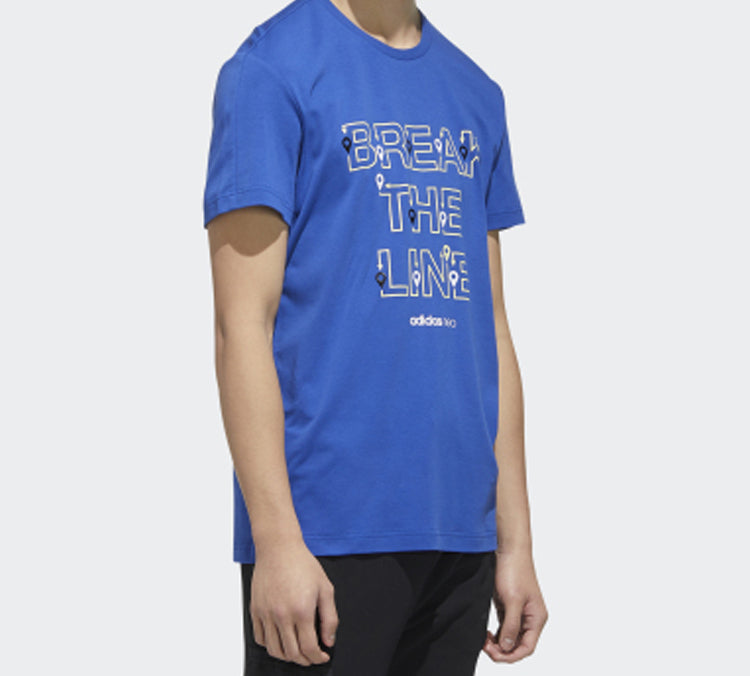 adidas neo Round Neck Sports Short Sleeve Blue GE5501